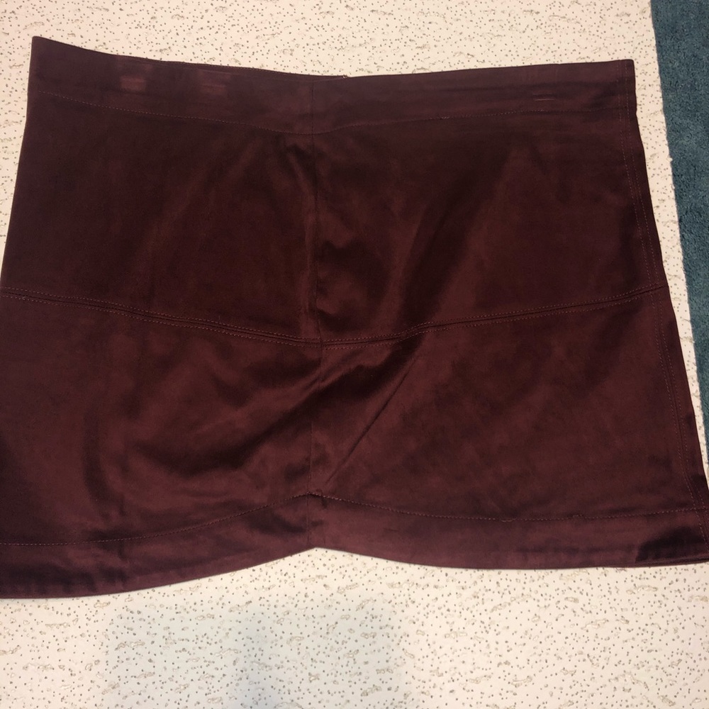 Maroon velvet mini skirt